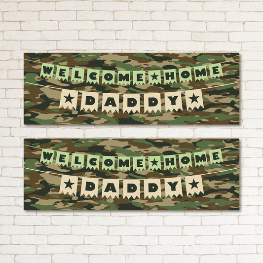 Set of 2 Personalised Army Camo Kids & Adult Party Banner Event Decoration Occasion
