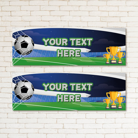 Set of 2 Personalised Football Kids & Adult Birthday Party Banner Event Decor Occasion