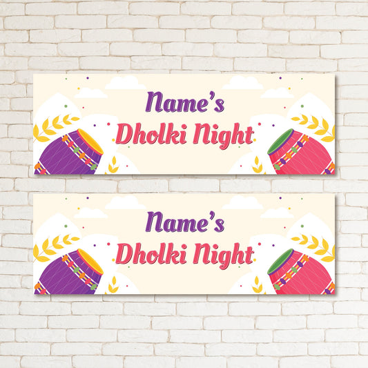 Set of 2 Personalised Dholki Celebration Banners Wedding Party Wall Decor