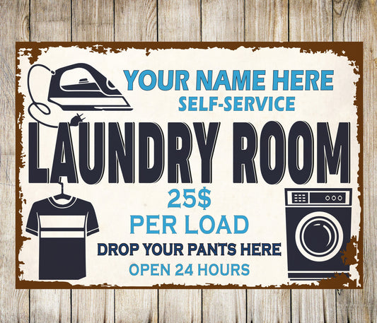 PERSONALISED Metal Plaque Laundry Room Sign Drop Your Pants Customised Classic Housewarming Gift