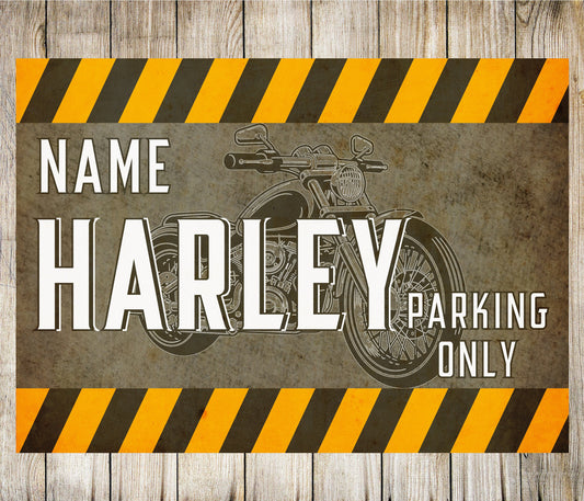 PERSONALISED Harley Davidson Parking Motorbike Metal Plaque Custom Garage Sign Wall Door Décor 0008