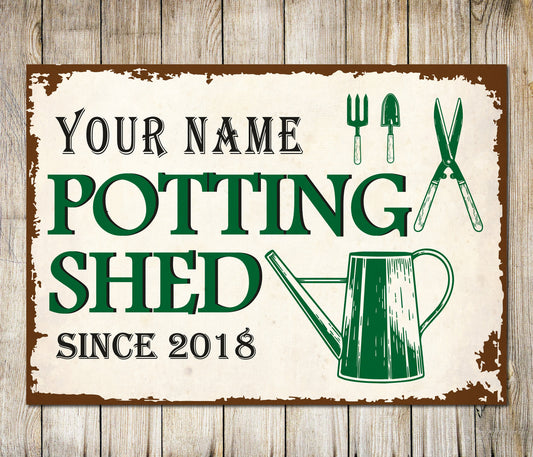 PERSONALISED Potting Shed Garden Metal Plaque Custom Sign Gardening Gift Wall Door Décor 0014-B