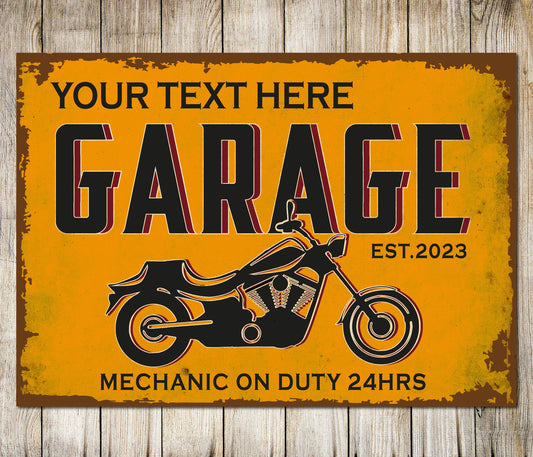 PERSONALISED Auto Mechanic Motorcycle Garage Metal Plaque Custom Sign Gift Wall Door Décor 0019