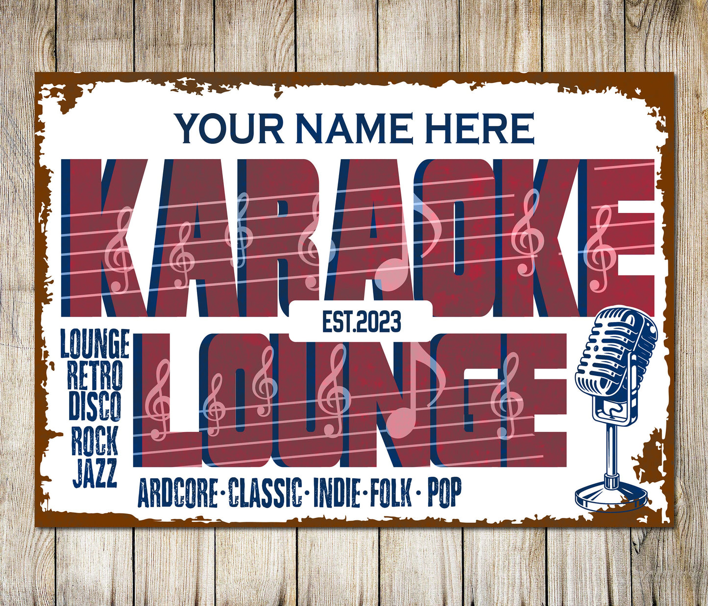 PERSONALISED Karaoke Lounge Music Classic Jazz Indie Folk Disco Rock Retro Ardcore Pop Sign Wall Decor Metal Plaque 0642