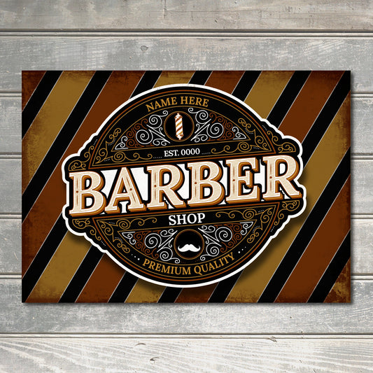 PERSONALISED Barber Shop Metal Plaque Custom Sign Hairdresser Gift Wall Door Décor 0072