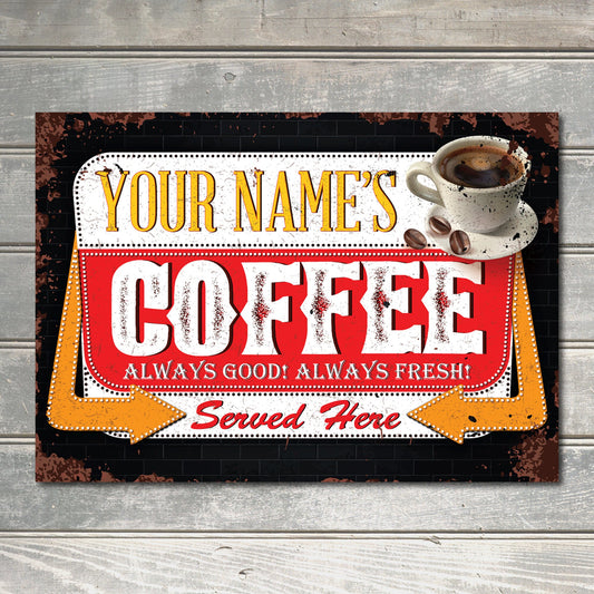 PERSONALISED Coffee Sign Bar Decor Home Decor Kitchen Sign Metal Plaque Gift 0453