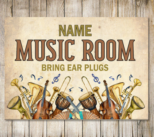 PERSONALISED Music Room Custom Musician Gift Wall Sign Decor Metal Plaque 0096