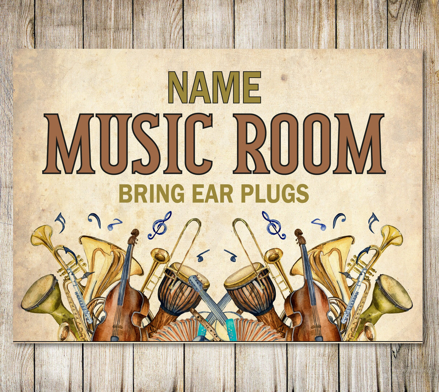 PERSONALISED Music Room Custom Musician Gift Wall Sign Decor Metal Plaque 0096