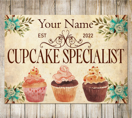 Personalised Cakery Sign Bakery Metal Cake Custom Plaque Decorator Gift Cupcake 0107