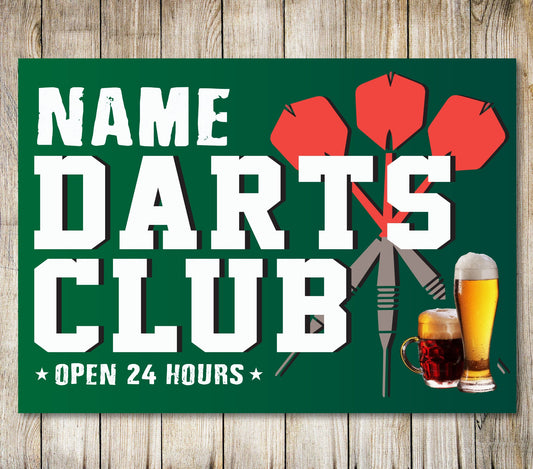 PERSONALISED Darts Club Sign Home Bar Pub Man Cave Shed Garage Metal Sign Plaque 0070