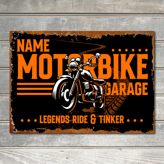 PERSONALISED Motorbike Sign Garage Motorcycle Custom Workshop Metal Plaque Gift 0116
