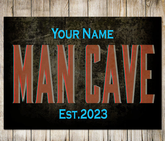 PERSONALISED Man Cave Sign Metal Wall Door Decor Office Shed Garage Retro Plaque 0622