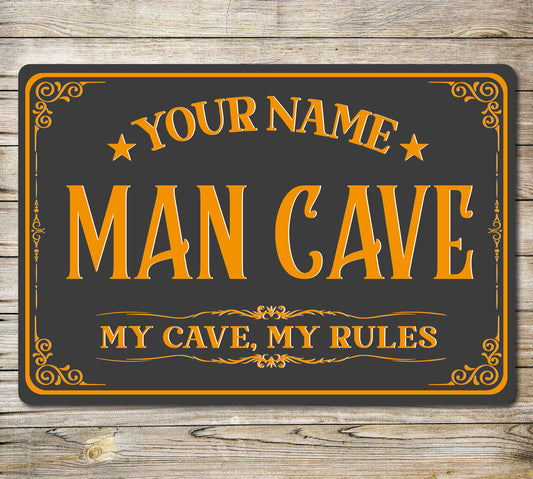 PERSONALISED Man Cave Sign Metal Wall Door Decor Office Shed Garage Retro Plaque 0134