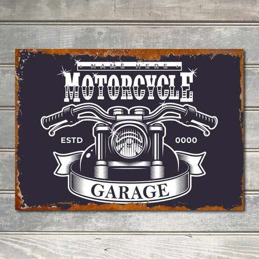 PERSONALISED Motorbike Sign Garage Motorcycle Custom Workshop Metal Plaque Gift 0092
