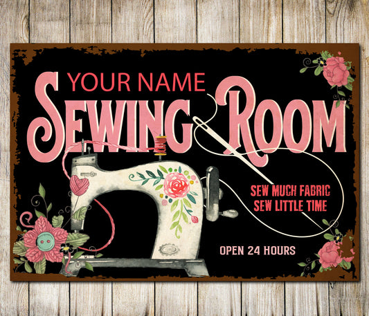 PERSONALISED Sewing Room Sign Craft Room Custom Gift Wall Decor Metal Plaque 0044