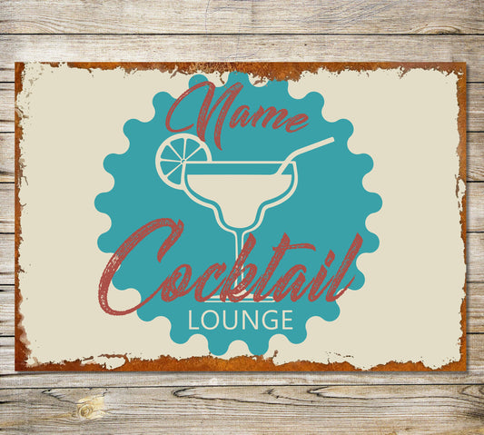 PERSONALISED Cocktail Lounge Bar Sign Art Custom Gin Home Garden Bar Wall Decor Plaque 0112