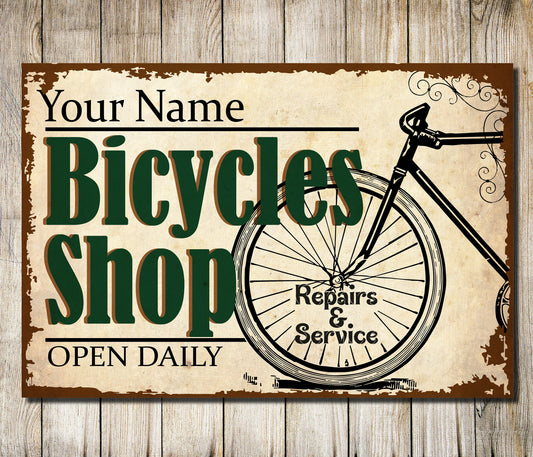 PERSONALISED Bike Shed Sign Custom Metal Plaque Cyclist Biker Gift Wall Sign Décor 0611