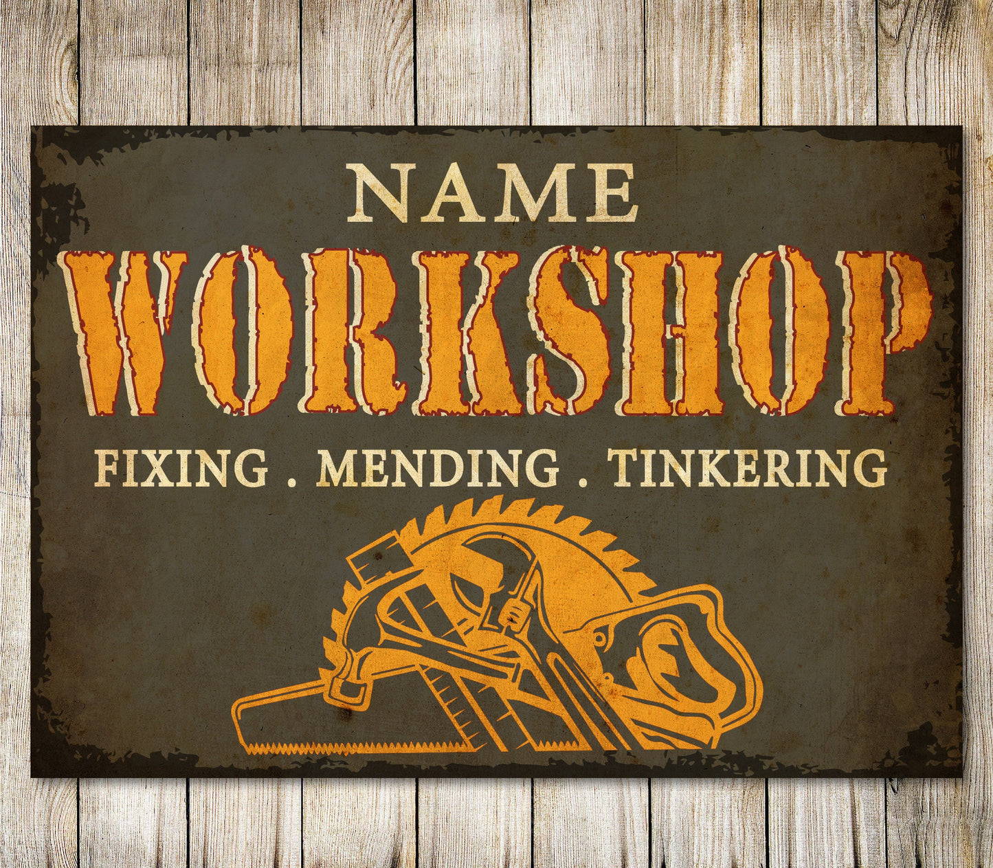 PERSONALISED Workshop Sign Tool Shed Garage Man Cave Metal Plaque Custom Gift 0066