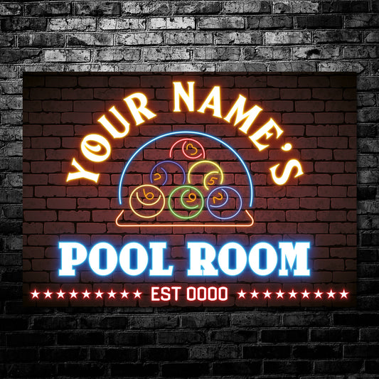PERSONALISED Pool Room Sign Billiards Wall Decor Pool Hall Sign Custom Neon Effect Metal Plaque 0430