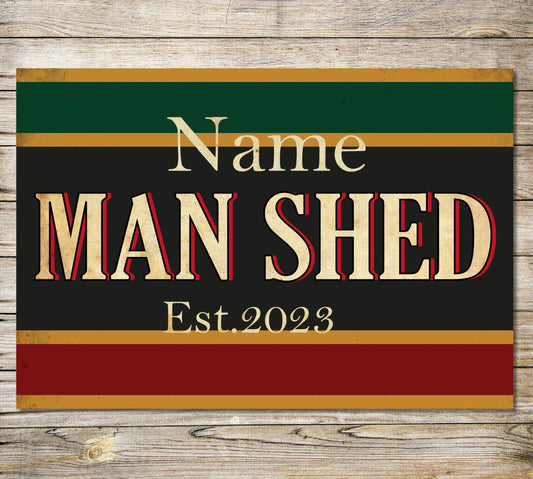 PERSONALISED Man Cave Sign Metal Wall Door Decor Office Shed Garage Retro Plaque 0109