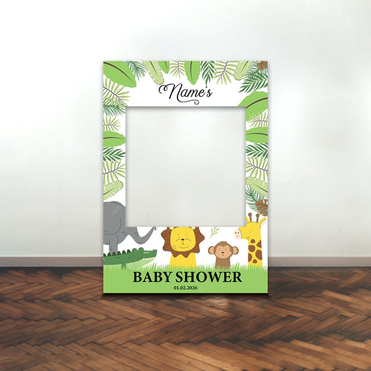 BABY SHOWER FRAME Personalised Mummy To Be Selfie Animal Safari Frame Prop Party Baby Boy Baby Girl Celebrations Decoration Party Supplies