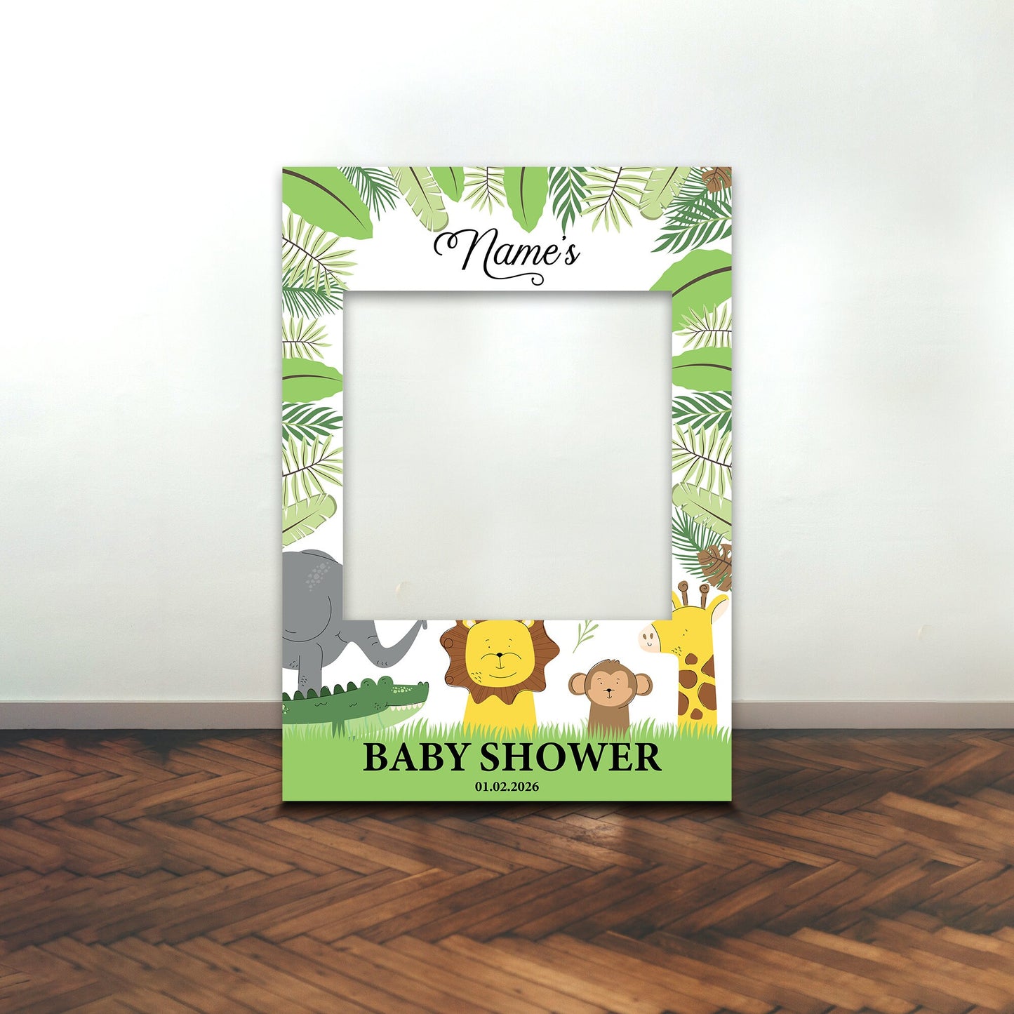 BABY SHOWER FRAME Personalised Mummy To Be Selfie Animal Safari Frame Prop Party Baby Boy Baby Girl Celebrations Decoration Party Supplies
