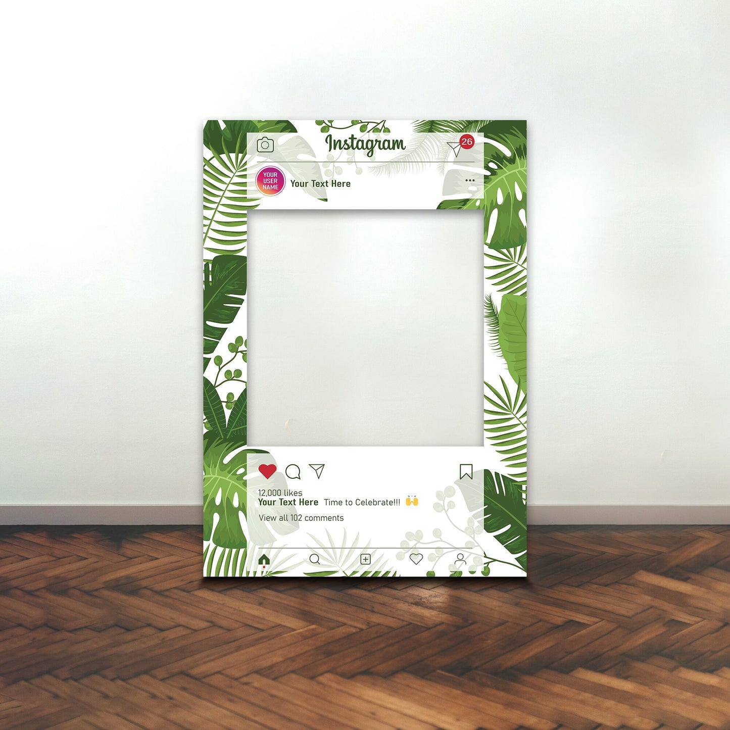 CUSTOMISABLE INSTAGRAM FRAME Personalised Plant Instagram Selfie Frame Prop Party Photo Frame Celebrations Decoration Party Supplies