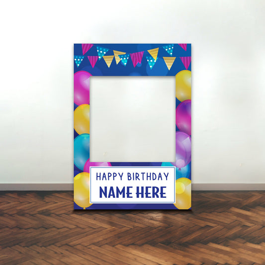 BIRTHDAY SELFIE FRAME Personalised Multi Colour Balloon Name Age Selfie Frame Props Party Happy Birthday Decoration Party Supplies