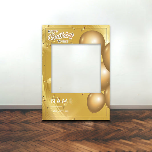 BIRTHDAY SELFIE FRAME Personalised Gold Silver Rose Gold Balloon Name Age Selfie Frame Props Party Happy Birthday Decoration Party Supplies