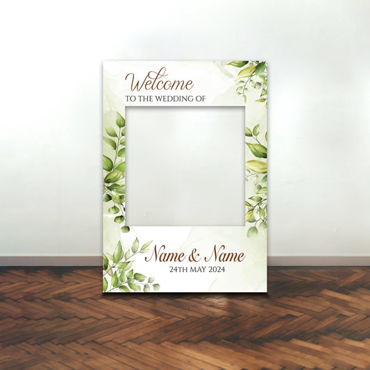 WEDDING SELFIE FRAME Personalised Floral Couple Name Selfie Frame Props Party Wedding Celebrations Reception Decoration Party Supplies 0107