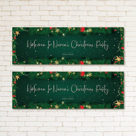 Set of 2 Personalised Christmas Banners, Merry Christmas, Christmas Gift, Christmas Party, Celebration, Party Supplies, Work Christmas Party