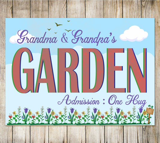 PERSONALISED Family Garden Sign Grandparents Sign, Vegetable Garden, Vegetable Patch, Patio Backyard Metal Sign Decor Metal Plaque 0087-B