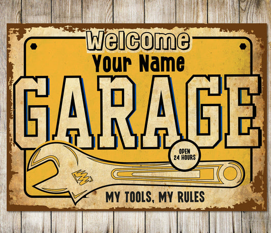 PERSONALISED Garage Workshop Metal Plaque Custom Sign Mechanic Gift Wall Door Décor 0292