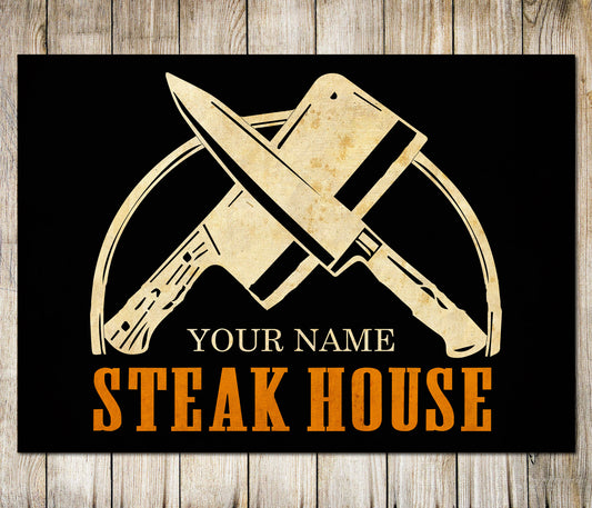 PERSONALISED Steak House Metal Sign Custom Plaque Decor Gift Kitchen Sign BBQ 0806