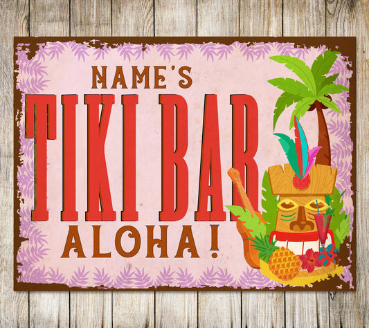 PERSONALISED Home Tiki Bar Drinks Food Friends Good Friends Good Times Customised Wall Decor Metal Plaque 0053