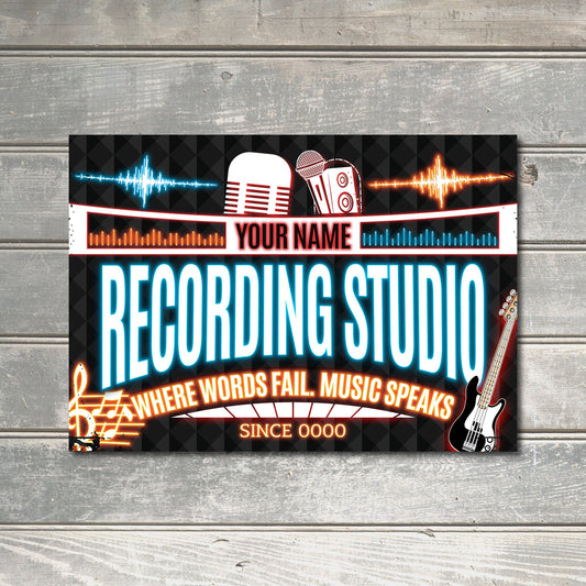 PERSONALISED Recording Studio Metal Plaque Musicians Music Room Singers Bands Rappers Studio Wall Custom Gift 0281