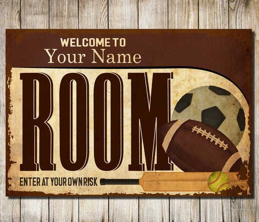 PERSONALISED Sports Room Sign Home Bedroom Man Cave Shed Garage Metal Sign Plaque 0046