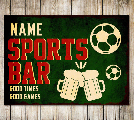 PERSONALISED Sports Bar Sign Home Bar Pub Man Cave Shed Garage Metal Sign Plaque 0065