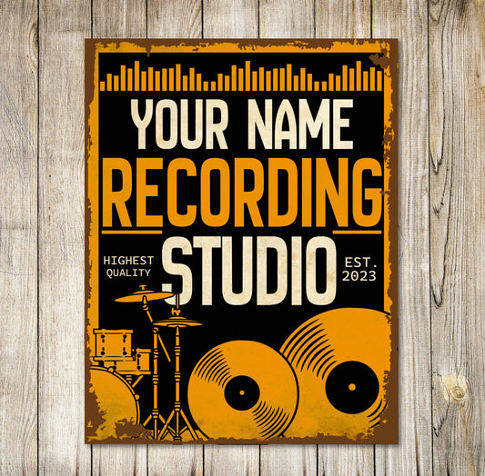 PERSONALISED Recording Studio Metal Plaque Musicians Music Room Singers Bands Rappers Studio Wall Custom Gift 0723