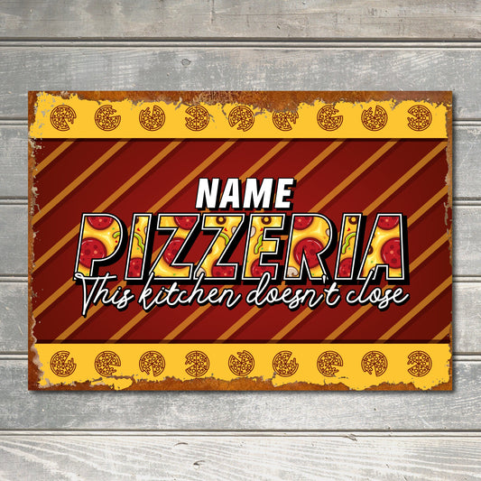 PERSONALISED Pizzeria Kitchen Family Dinner Italian Homemade Pizza Oven Metal Plaque Custom Sign Home Chef Gift Wall Door Décor 0609