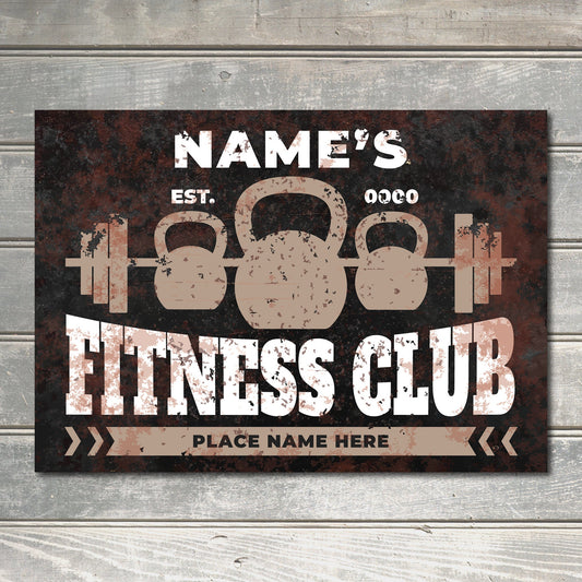 PERSONALISED Fitness Club Gym Sign Healthy Living Workout Exercise Wall Decor Sign Custom Metal Plaque 0421