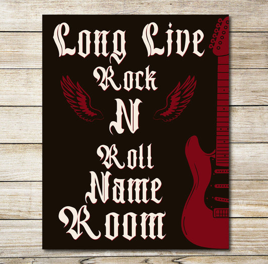 PERSONALISED Rock N Roll Sign Custom Music Decor Love Rockstar Gift Metal Plaque 0194
