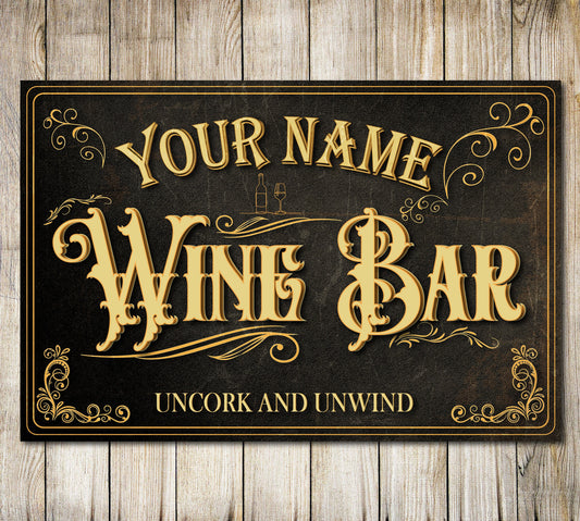 PERSONALISED Wine Bar Sign Vintage Style Aluminum Sign Farmhouse Metal Plaque 0230