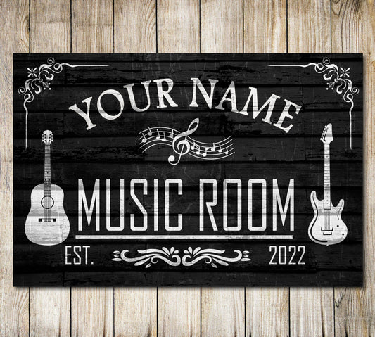 PERSONALISED Music Room Sign Studio Gift Father Home Decor Musician Metal Plaque 0244