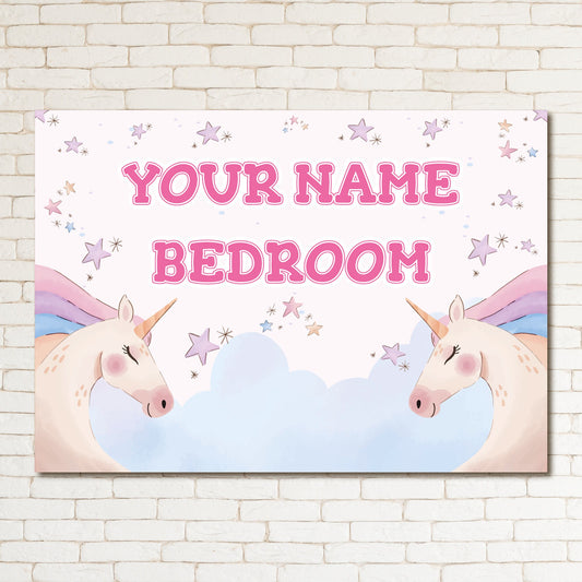 PERSONALISED Unicorn Star Girl Decor Bedroom Door Sign Kids Playroom Metal Plaque 0303