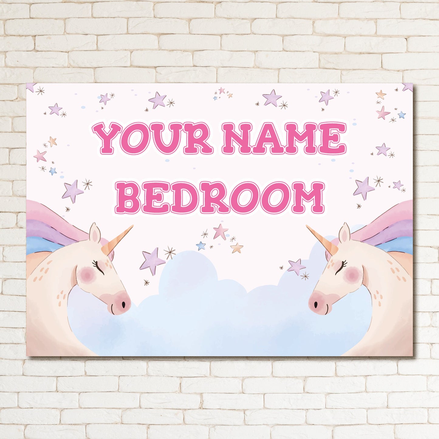 PERSONALISED Unicorn Star Girl Decor Bedroom Door Sign Kids Playroom Metal Plaque 0303
