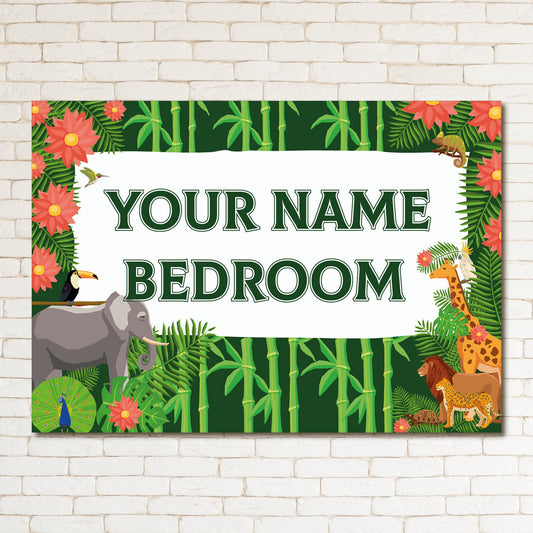 PERSONALISED Children Jungle Animal Party Decor Bedroom Door Sign Metal Plaque 0318