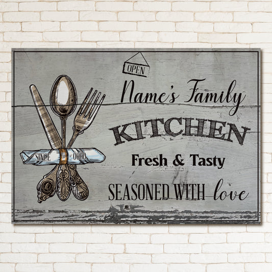 PERSONALISED Kitchen Sign Family Rustic Dining Room Decor Wall Art Metal Plaque 0402