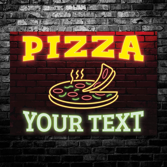 Personalised Pizza Neon Effect Sign Wall Decor Restaurant Pizzeria Food Metal Plaque 0437