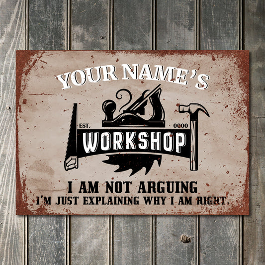 PERSONALISED Carpenter Workshop Sign Customized Gift Wall Decor Metal Plaque 468